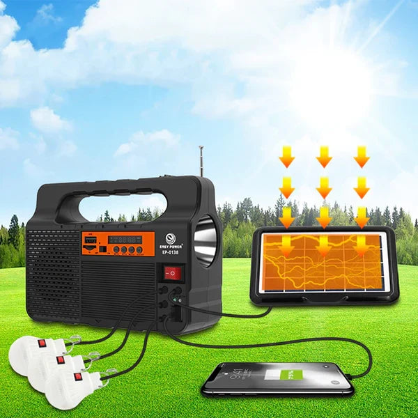 Solarna stanica za kampovanje sa 3 LED lampe i radiom – slika 5