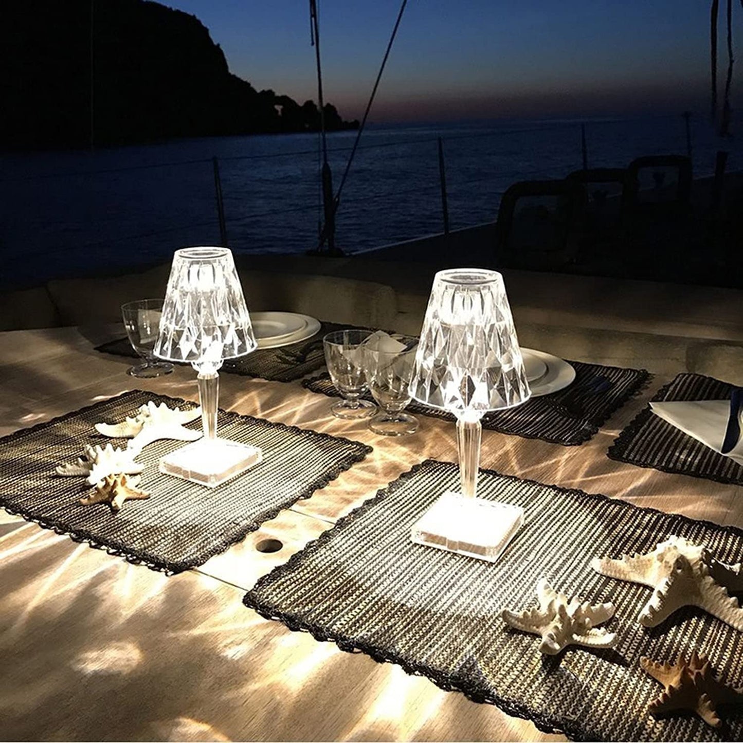Kristalna stona lampa — plastični kristali, metalni okvir - slika 2