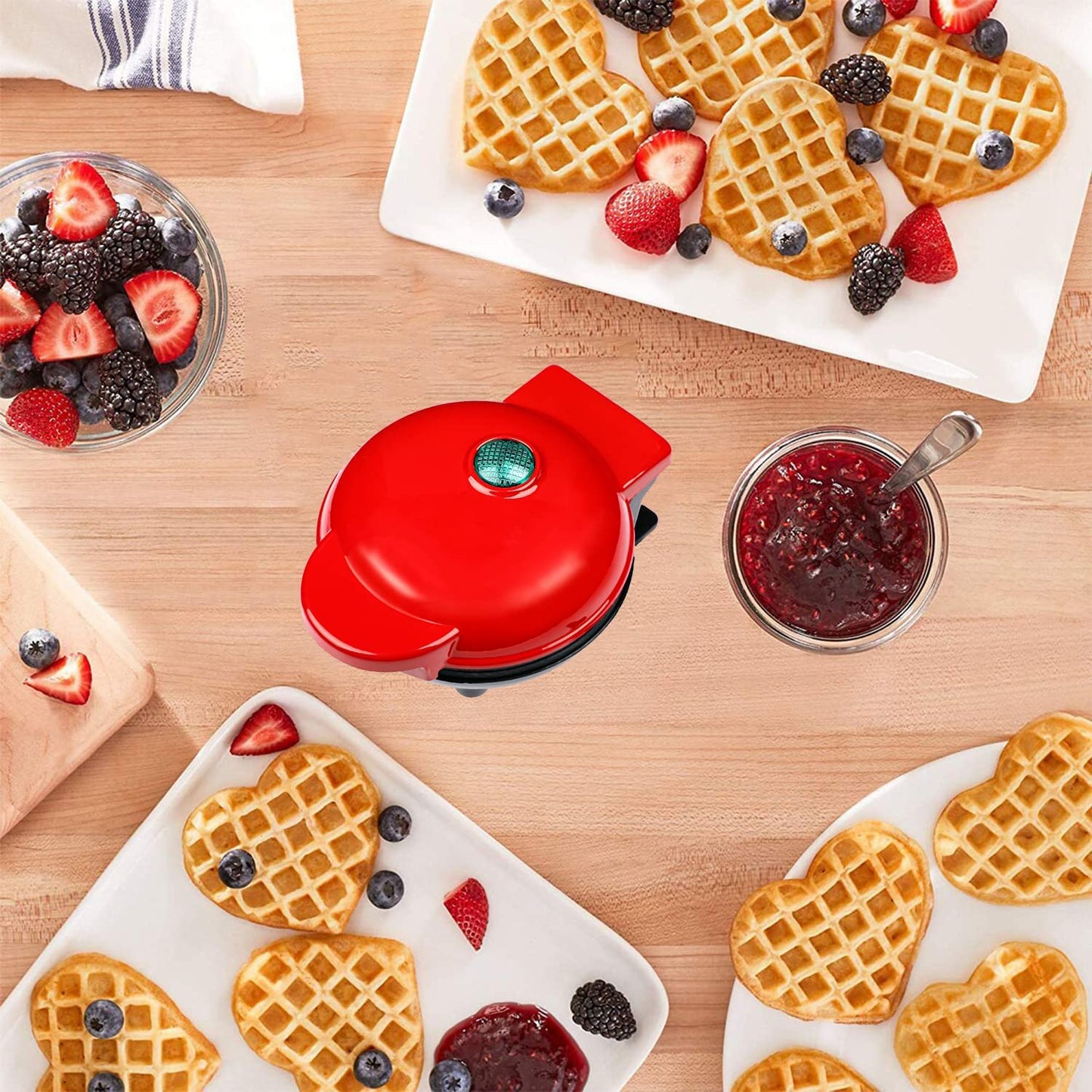 Mini aparat za vafle 350 W — vafle u obliku srca - slika 3