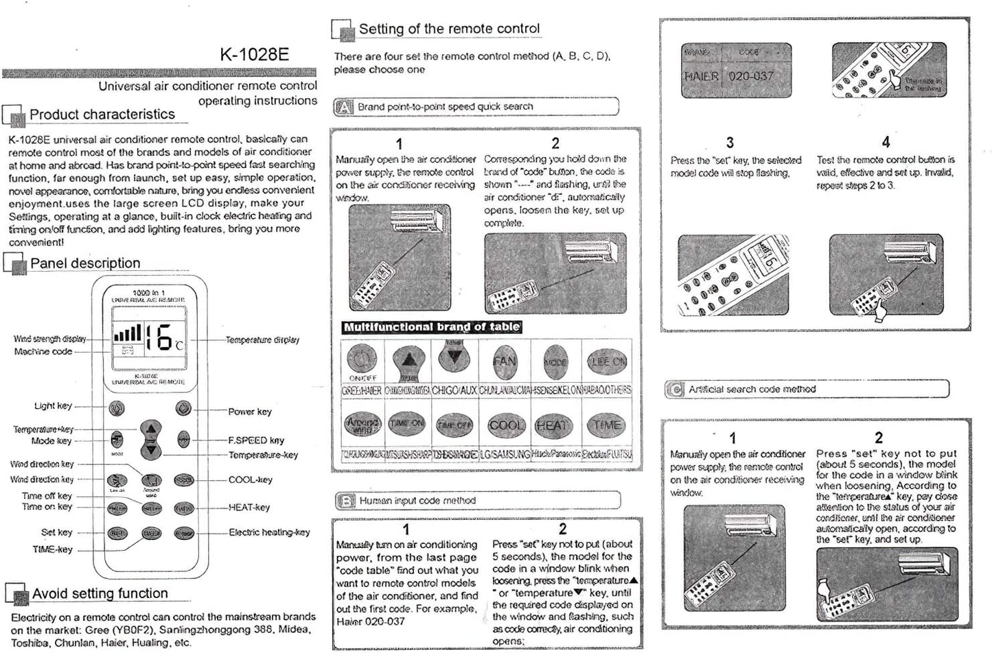 Daljinski za klimu K-1028E sa LCD ekranom - slika 5