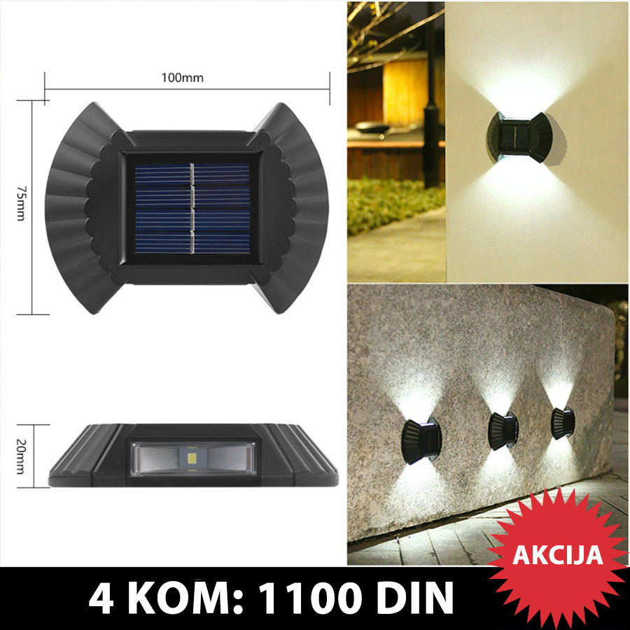 Solarne zidne lampe – 4 komada, baterija 18650 600 mAh – slika 6