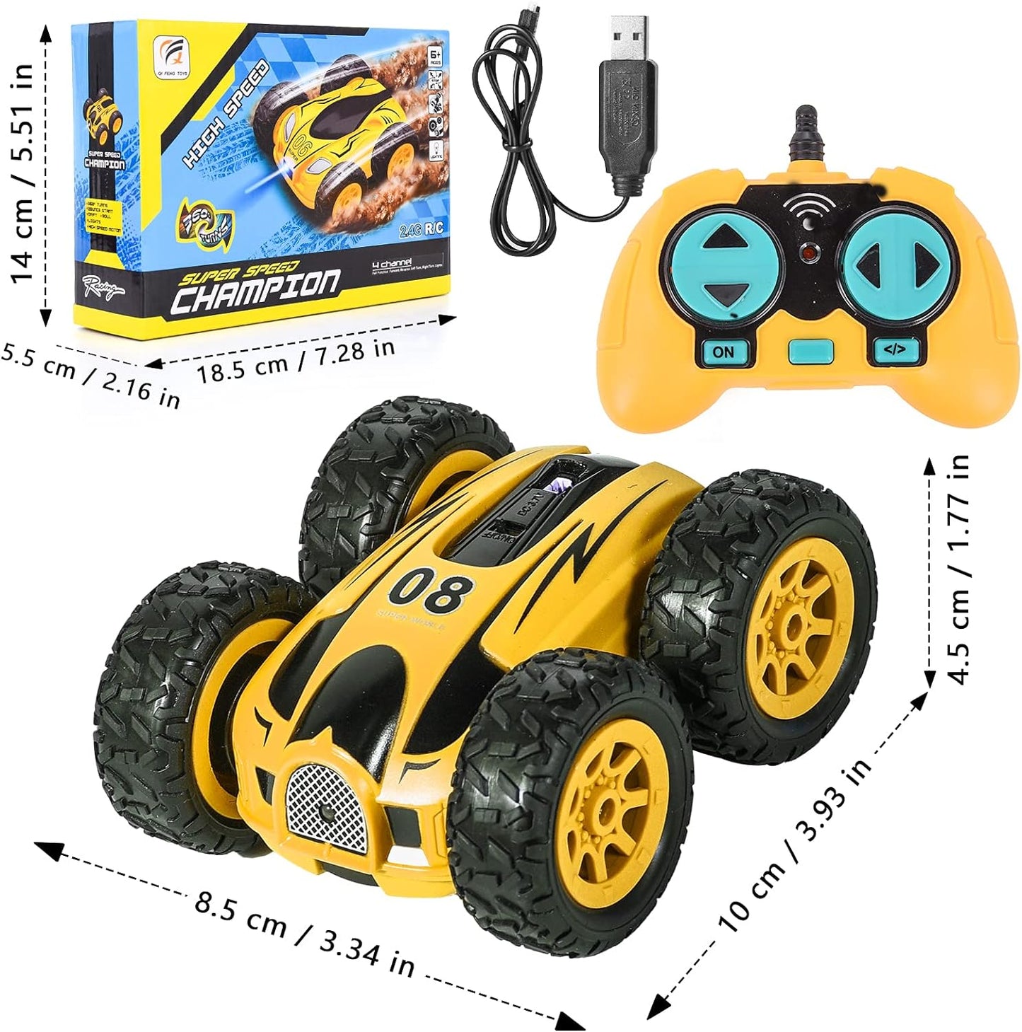 Stunt auto na daljinski sa LED svetlima – 4 kanala – slika 5