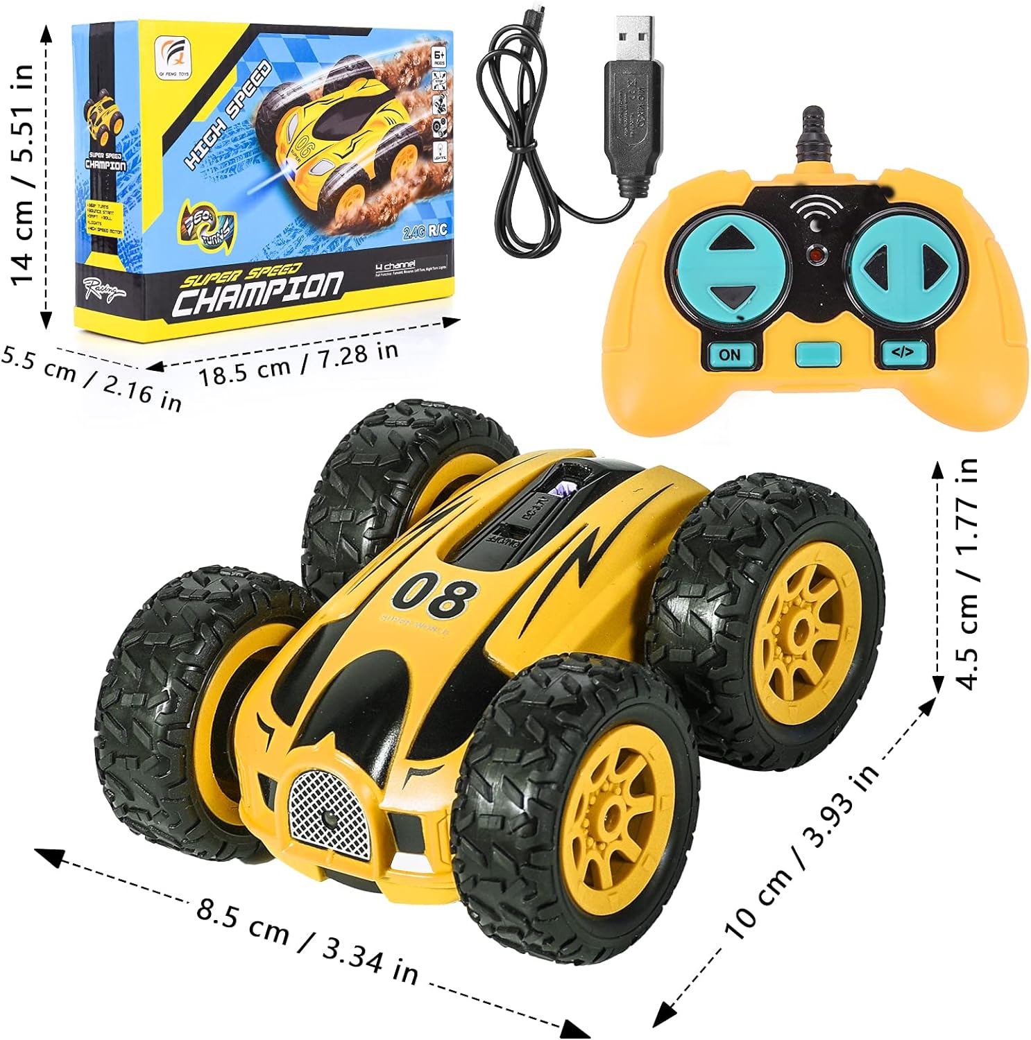 Stunt auto na daljinski sa LED svetlima – 4 kanala – slika 5