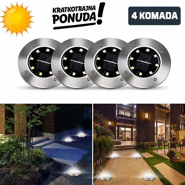 Baštenske solarne disk lampe, 4 komada, prečnik 11,6 cm