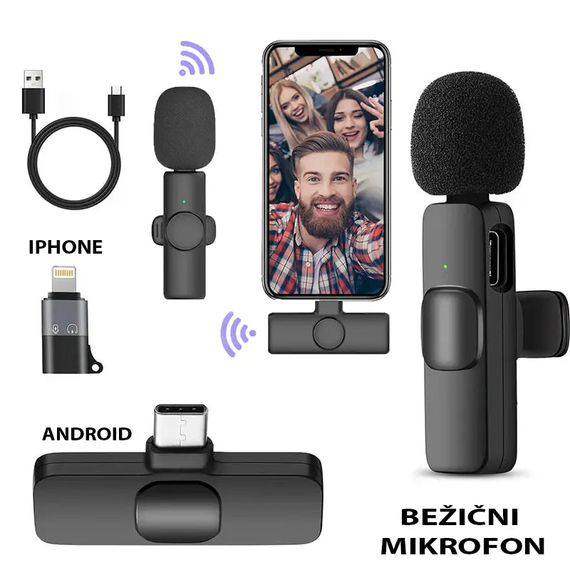 Bežični lavalier mikrofon za telefon – 2,4 GHz