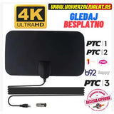 Sobna DVB-T2 antena za zemaljske kanale, Full HD