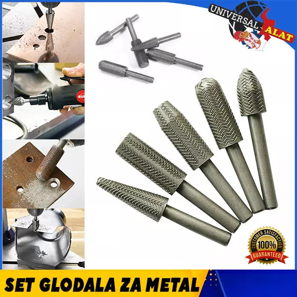 Glodala za metal, set od 5 komada, prihvat 6 mm