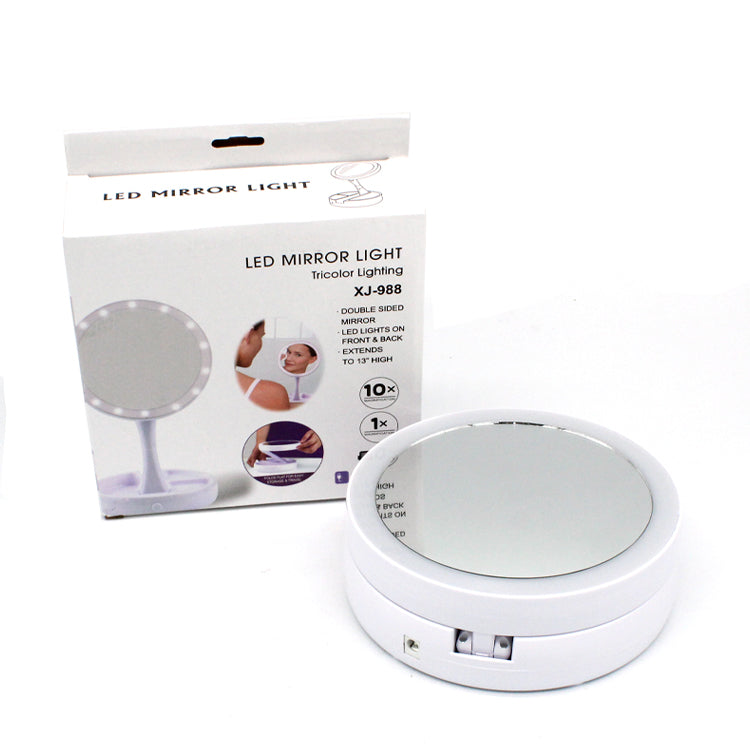 Dvostrano kozmetičko ogledalo 10x — USB ili baterije - slika 1
