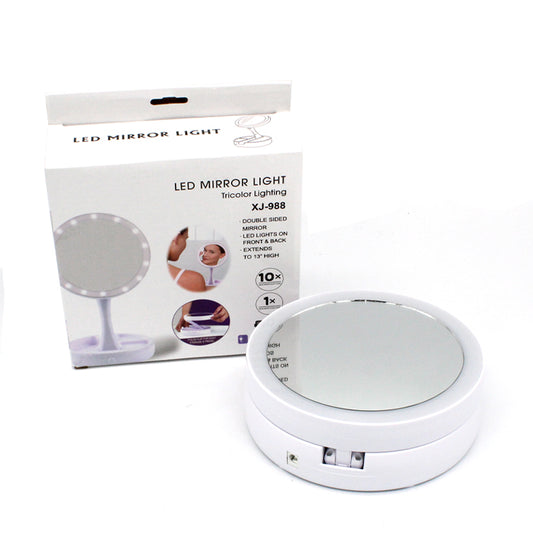 Dvostrano kozmetičko ogledalo 10x — USB ili baterije - slika 1