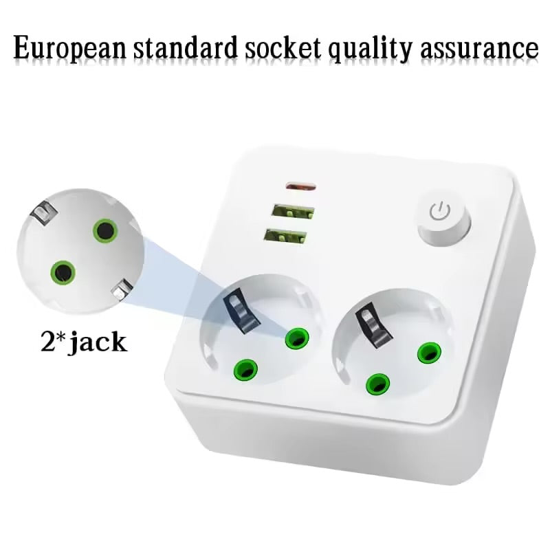 Putni adapter sa 2 utičnice i 2 USB izlaza i prekidačem – slika 6