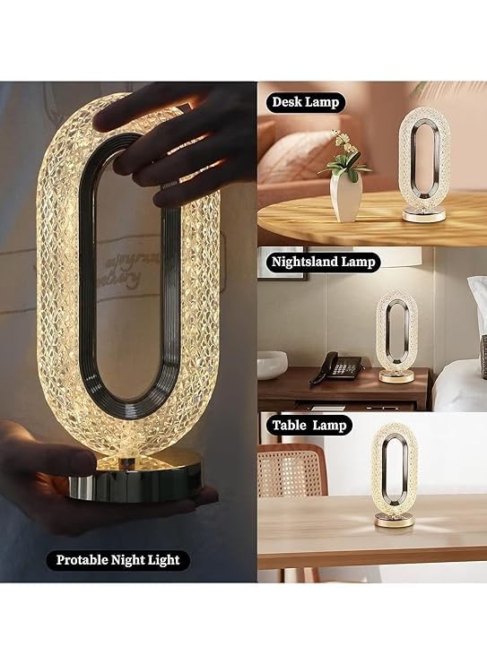 Stona LED lampa sa akrilnim abažurom – punjiva, 3 boje svetla – slika 4