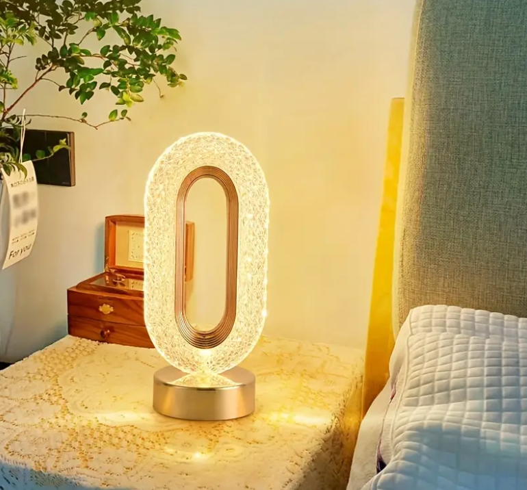 Stona LED lampa sa akrilnim abažurom – punjiva, 3 boje svetla – slika 2