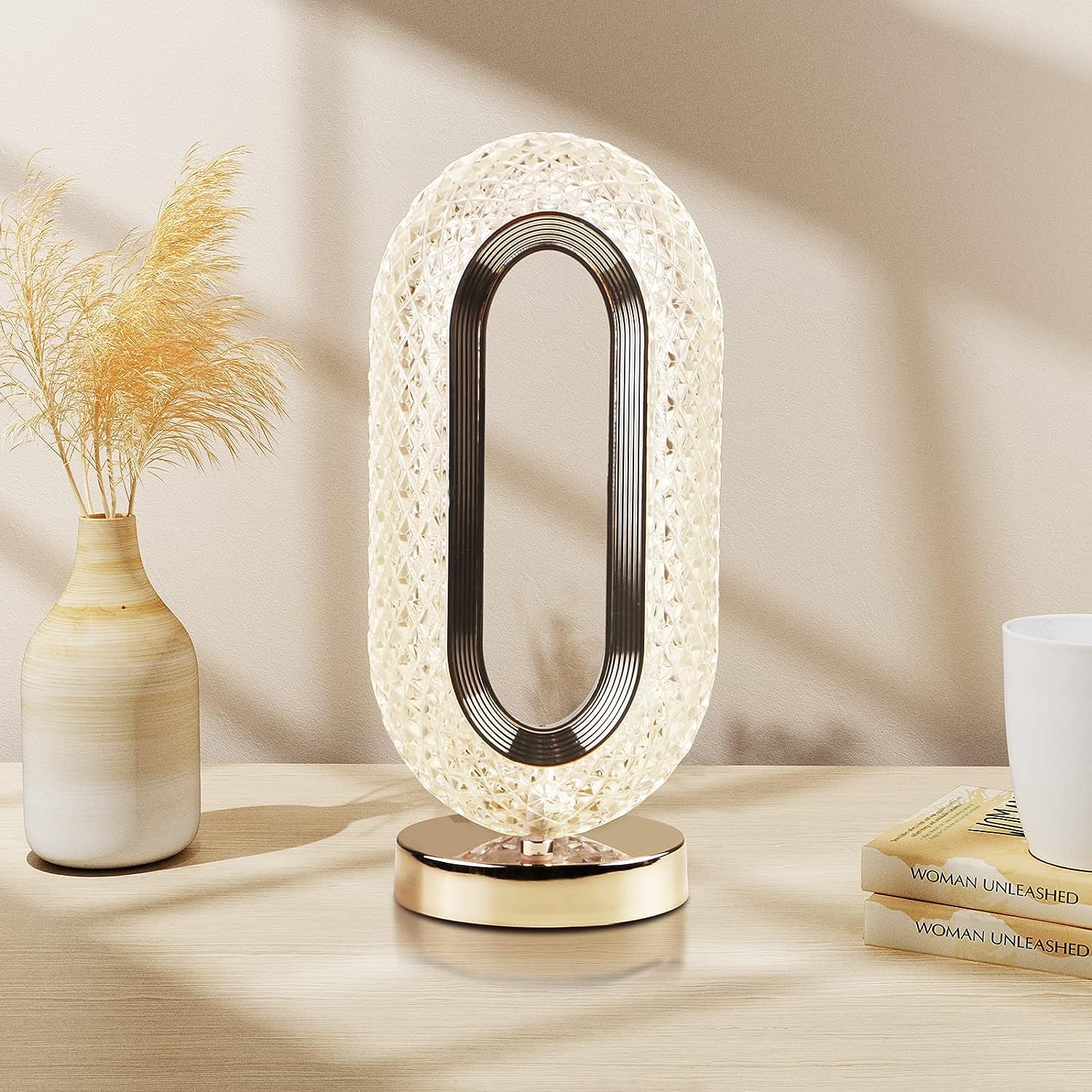 Stona LED lampa sa akrilnim abažurom – punjiva, 3 boje svetla
