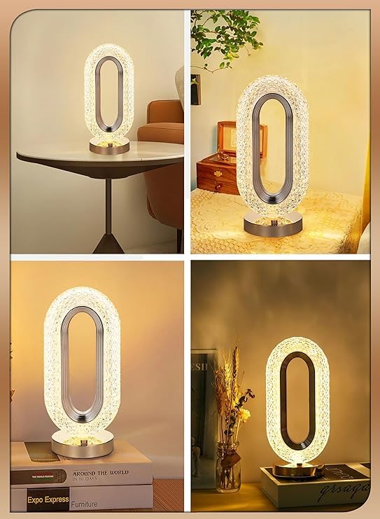 Stona LED lampa sa akrilnim abažurom – punjiva, 3 boje svetla – slika 6