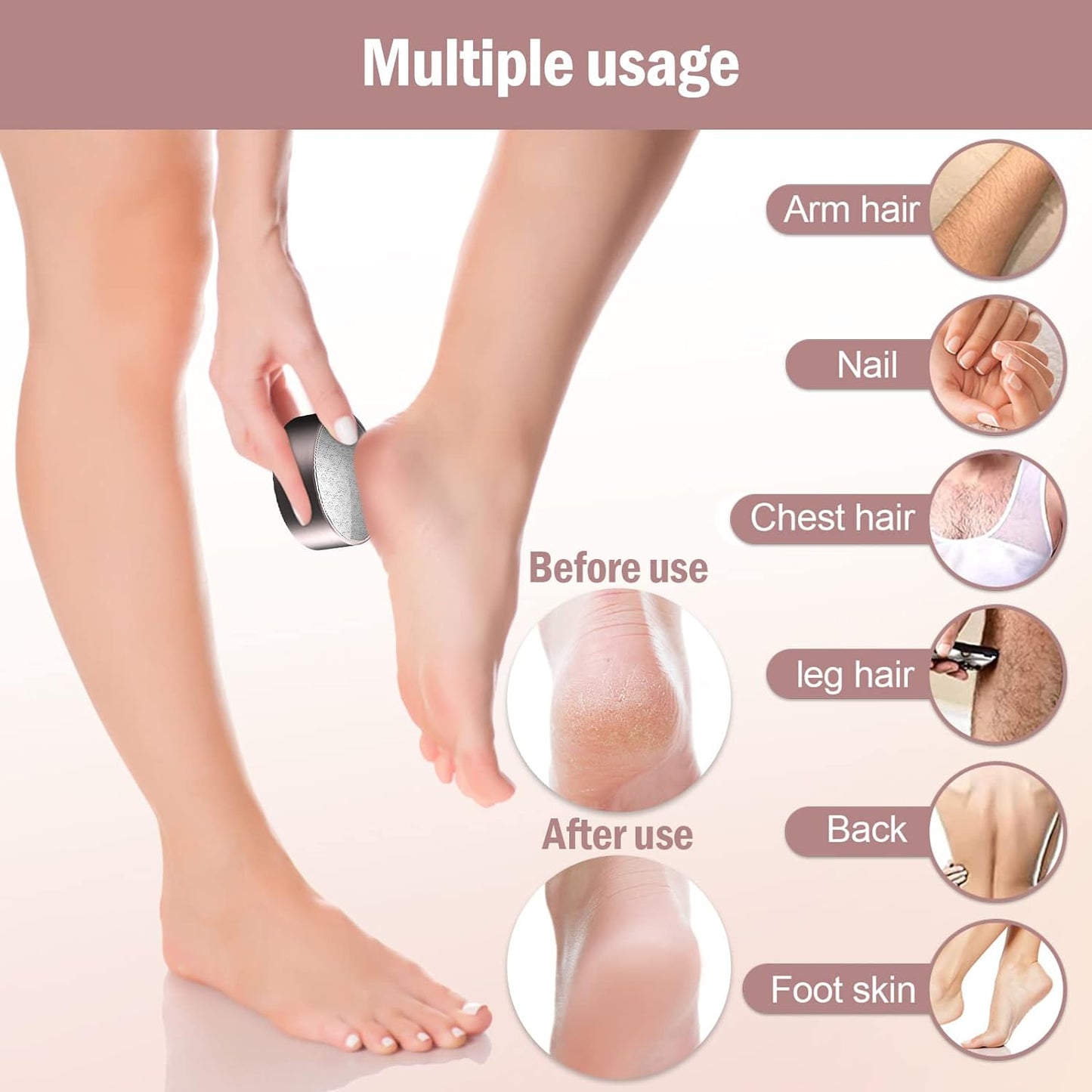 Ručni epilator sa kristalnom površinom i turpijom za nokte – slika 4