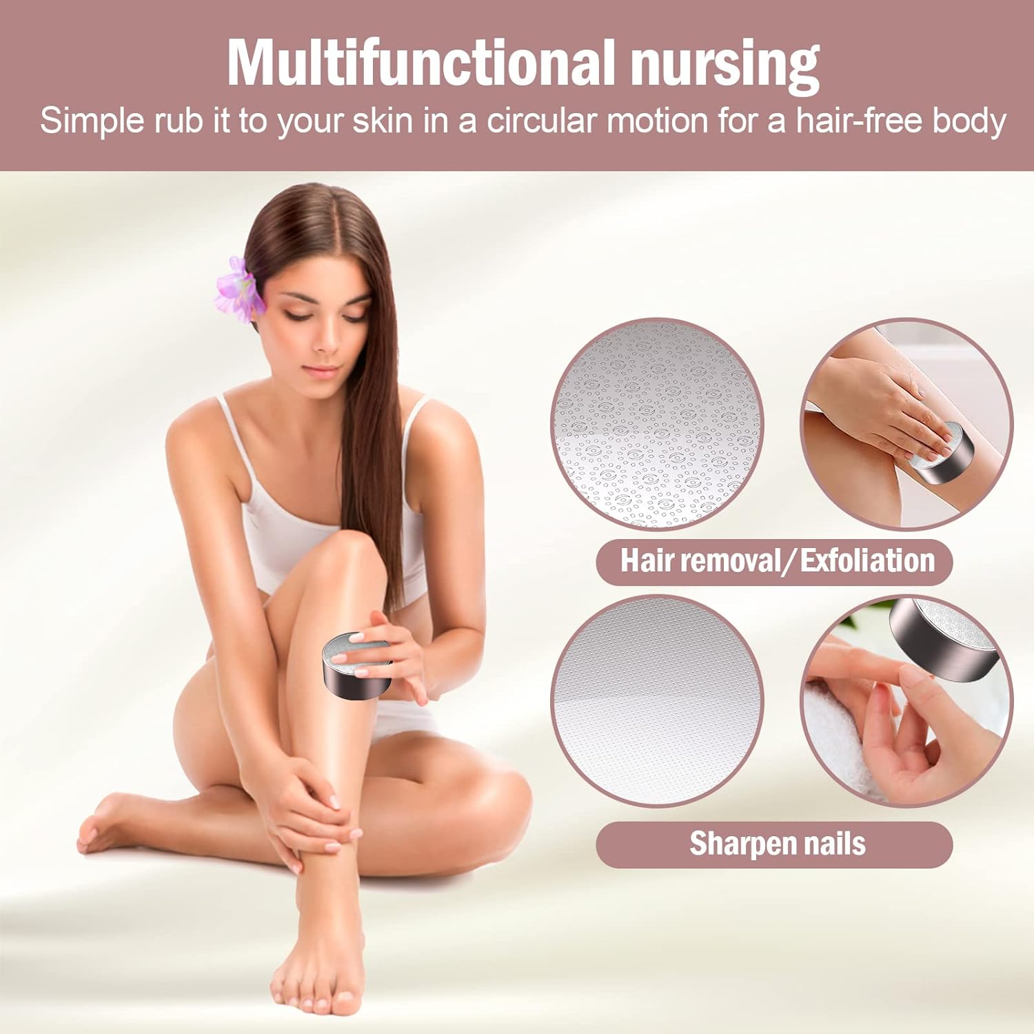 Ručni epilator sa kristalnom površinom i turpijom za nokte – slika 7