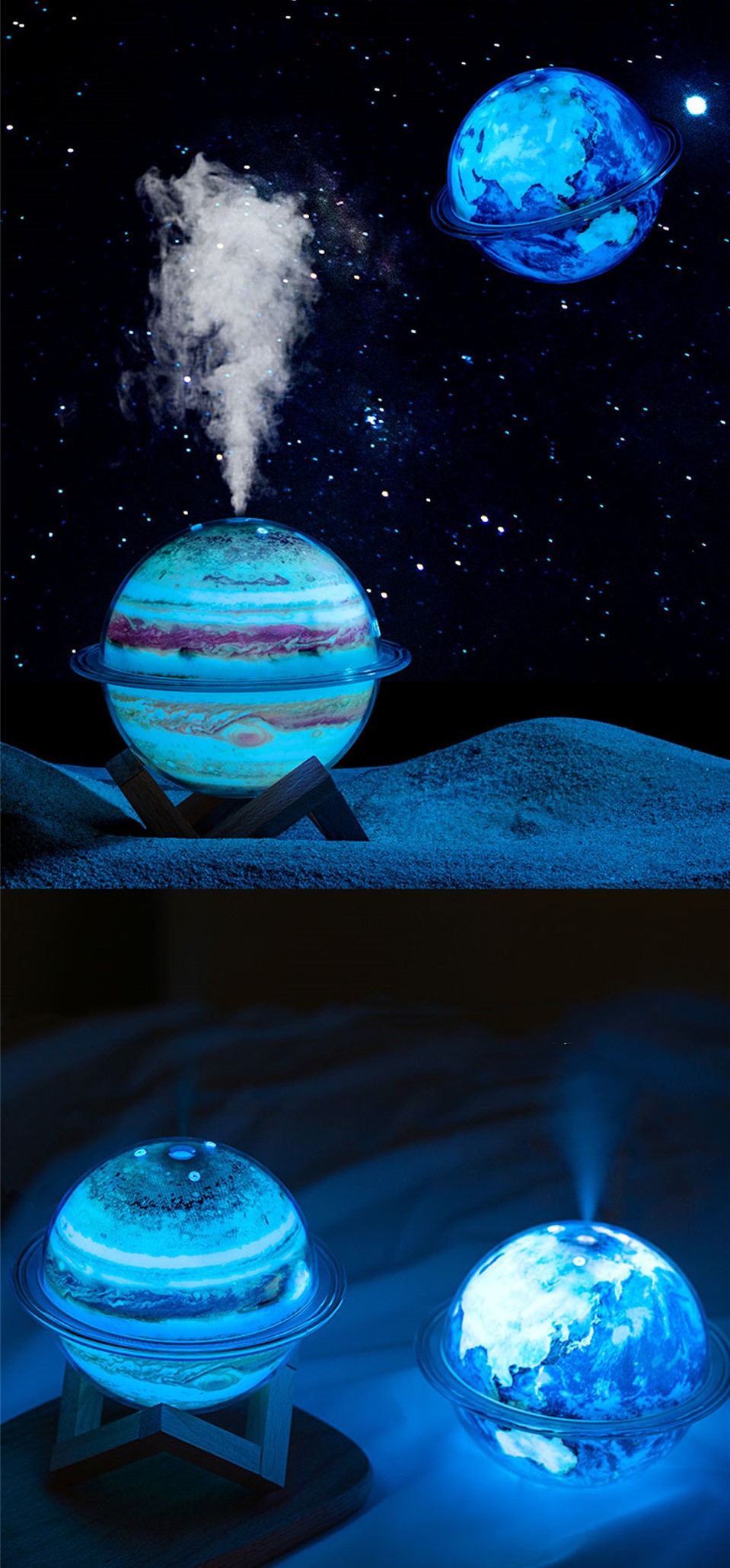 Difuzer u obliku planete — 7 boja noćnog svetla - slika 2