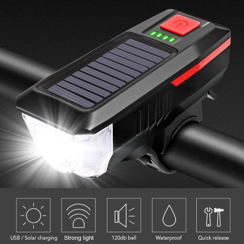 Lampa za bicikl sa sirenom 120 dB i solarnim punjenjem – slika 3