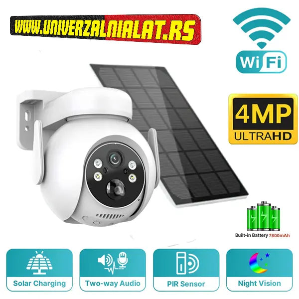 Solarna WiFi kamera 4 MP sa rotacijom i baterijom 7800 mAh
