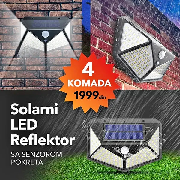 Solarni LED reflektor sa senzorom pokreta, set od 4 komada
