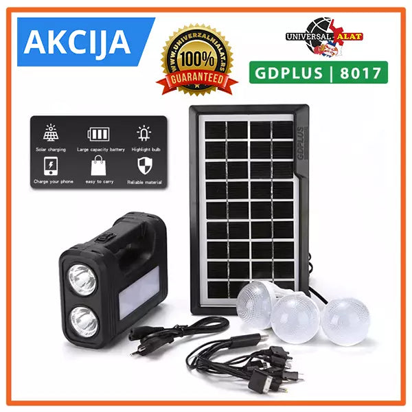 Solarni komplet osvetljenja sa 3 LED sijalice i USB izlazom