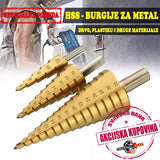 Stepenaste burgije jelkice, set od 3, 4-32 mm