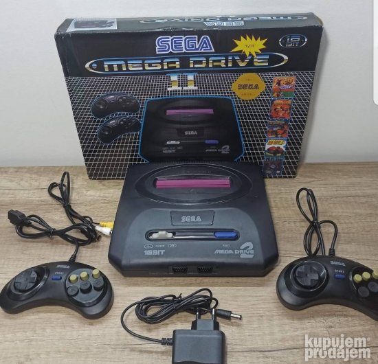 Sega Mega Drive 2 konzola sa dva džojstika i kablovima
