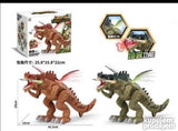 Dinosaurus u pokretu sa parom i crvenim svetlom