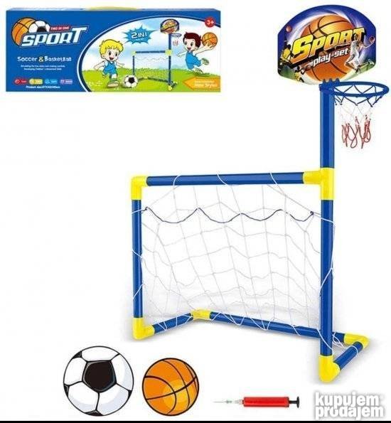 Set 2 u 1 koš i gol za decu sa loptama i pumpom