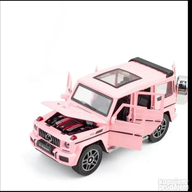 Metalni Mercedes G klasa roze, dužina 22 cm, sa zvukom