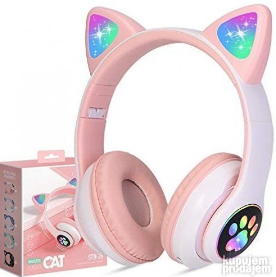 Dečije Bluetooth slušalice STN28 sa svetlećim mačjim ušima