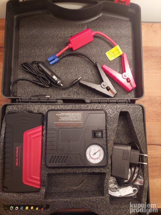 Auto starter sa kompresorom, 16800 mAh i power bank