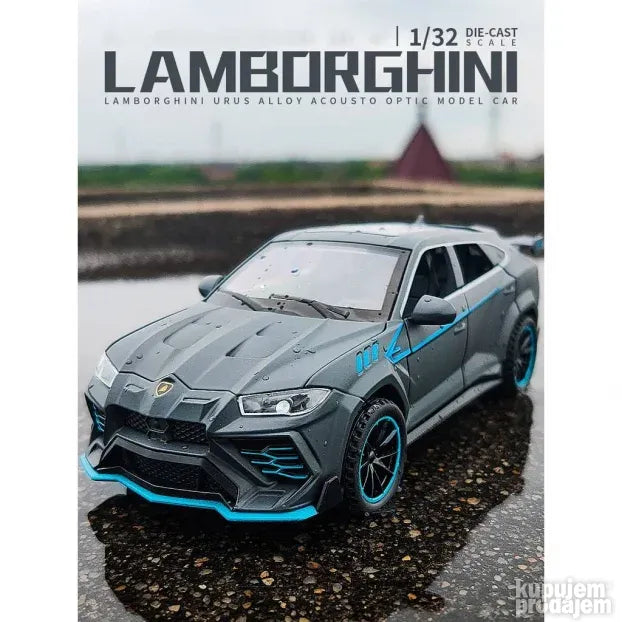 Metalni Lamborghini Urus sivi, razmera 1:32, 15 cm