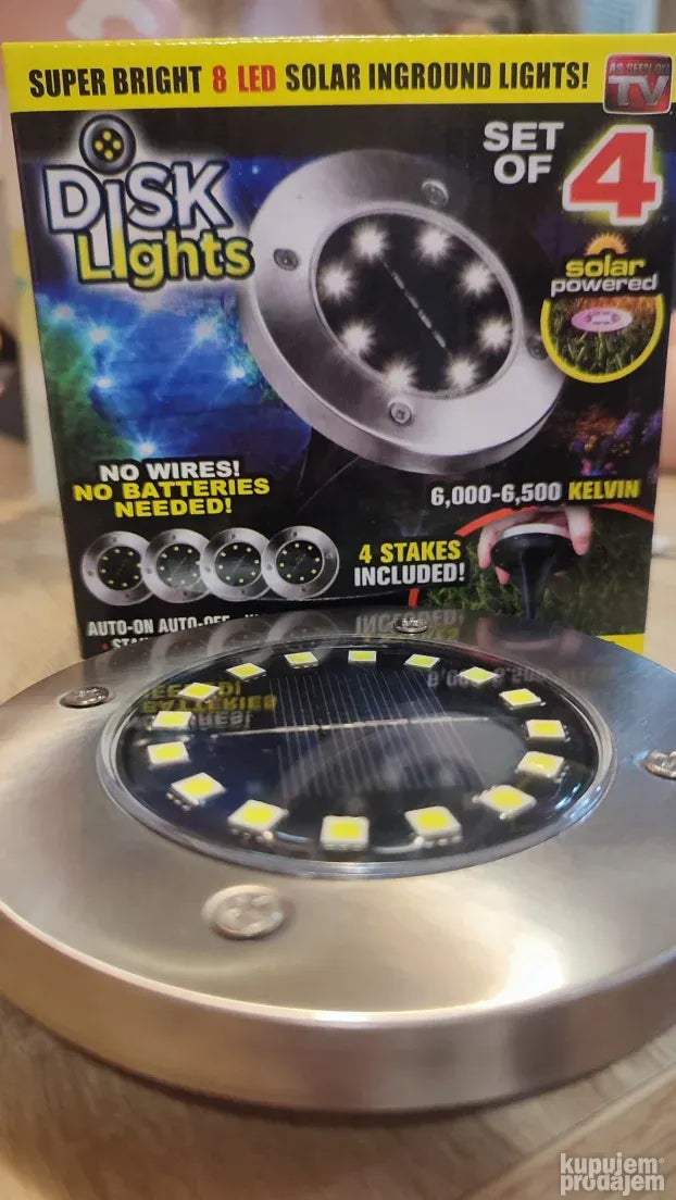 Solarne disk lampe za staze, 16 dioda, 4 komada