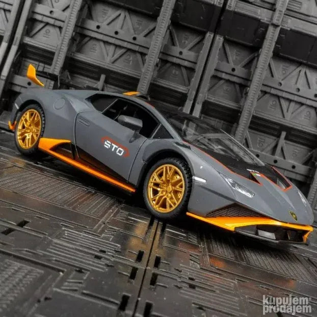 Die-cast Lamborghini Huracan STO sivi, razmera 1:24