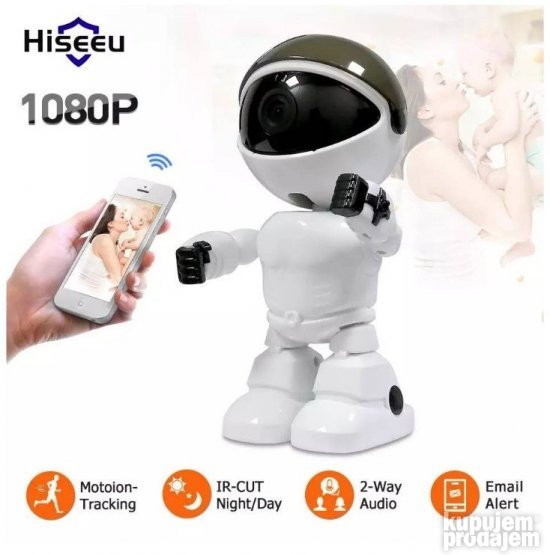 WiFi IP kamera u obliku robota, 1080p sa noćnim vidom