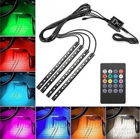 RGB ambijentalno osvetljenje za auto, 4 panela sa 12 dioda
