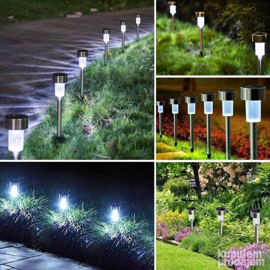 Solarne lampe za baštu, 10 komada, čelik i staklo