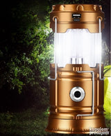 Solarna punjiva kamp lampa fenjer sa metalnim drškama