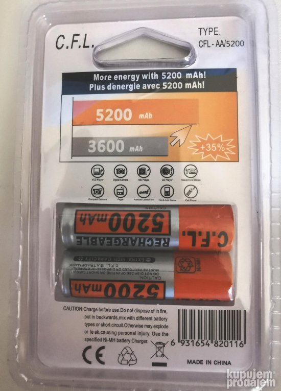 Punjive AA baterije 2 kom - 3800 mAh