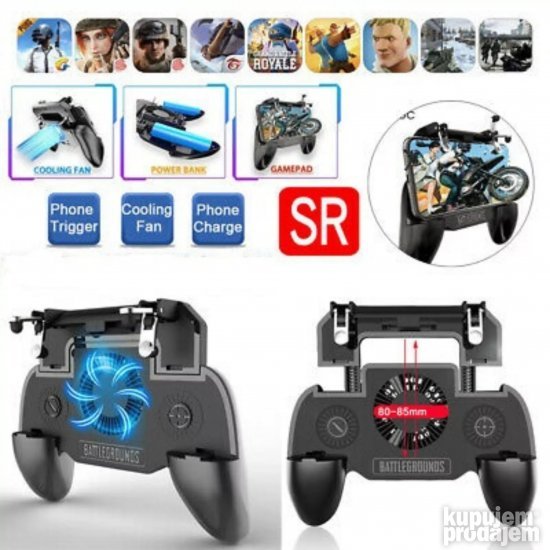 Gamepad držač za telefon sa ventilatorom i baterijom 2000 mAh