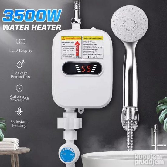 Protočni bojler 3500 W sa LCD prikazom temperature