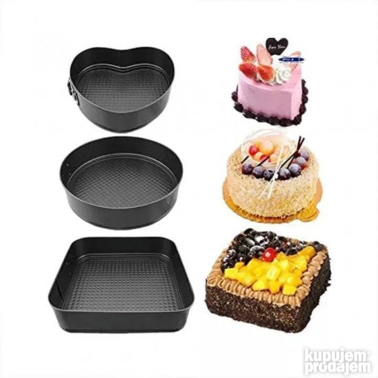 Set kalupa za torte, tri oblika, obruč koji se skida