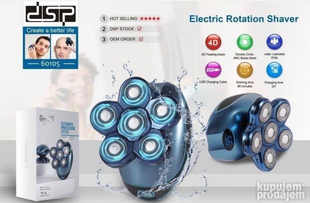 Rotacioni električni brijač DSP 60105 sa USB punjenjem