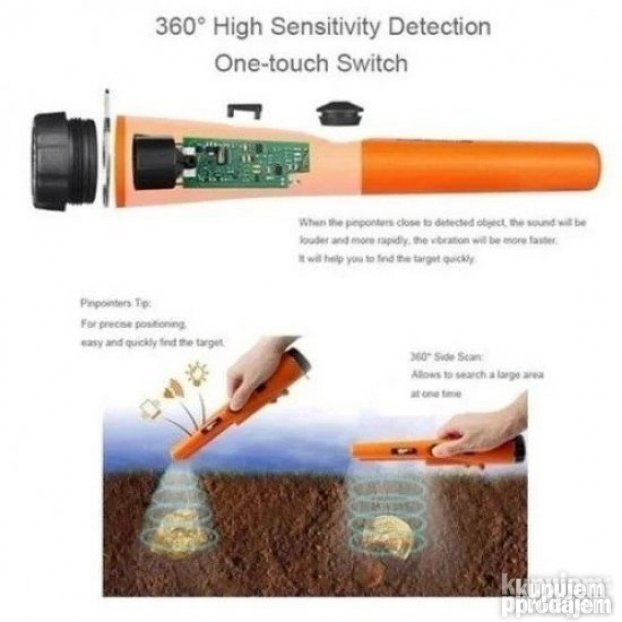Ručni pinpointer metal detektor IP66 sa vibracijom – slika 5