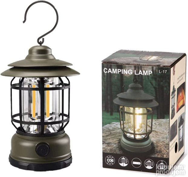 Punjiva kamperska lampa sa metalnom kukom