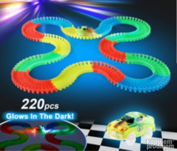 Magična staza 220 delova sa autićem sa LED lampicama