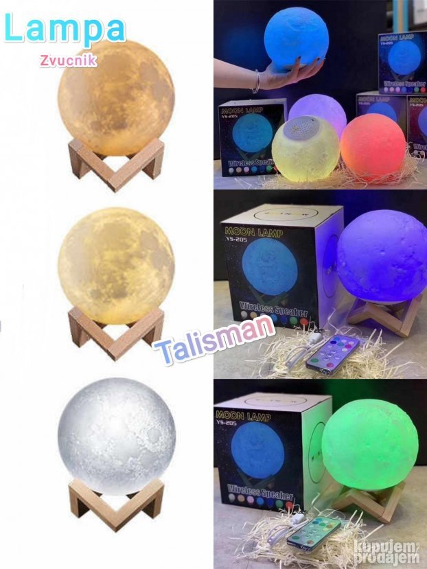 Lampa mesec sa Bluetooth zvučnikom, prečnik oko 15 cm