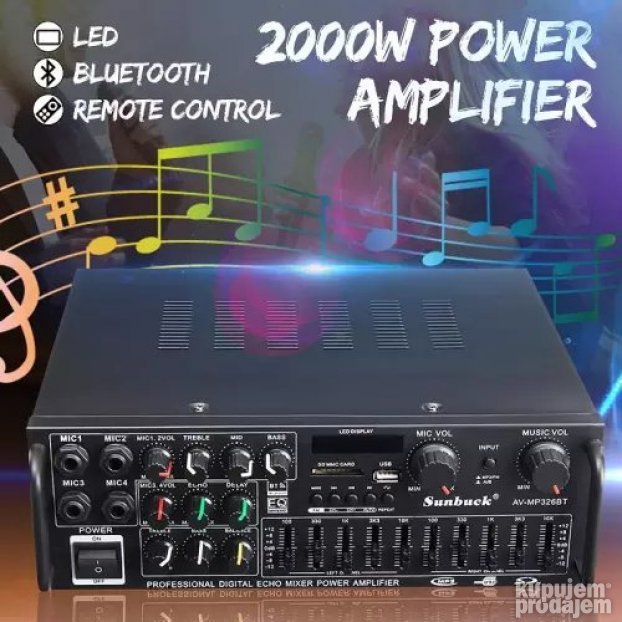 Bluetooth pojačalo AV-MP326 BT za karaoke, četiri mikrofona
