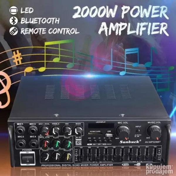 Bluetooth pojačalo AV-MP326 BT za karaoke, četiri mikrofona